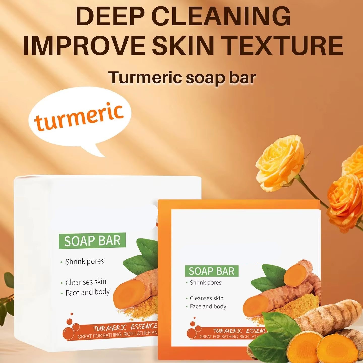 Hand Made Turmeric Soap Body Cleaning Lightening Dark Underarm Leg Body Cleansers Brightening Face Soap Tender Skin Care Beauty