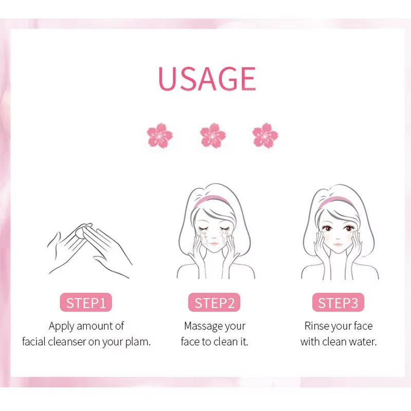 Sakura Sunscreen and Cleanser Richfoam Deep Clean Remove Grease Improve Oily Face Wash Cream Gentlemoisturizing Remove Blackhead